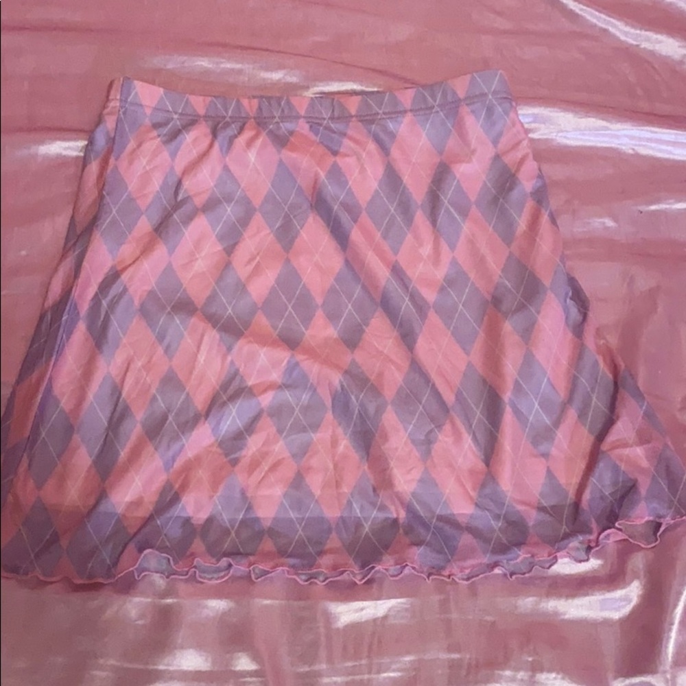 Pink & purple checkered skirt